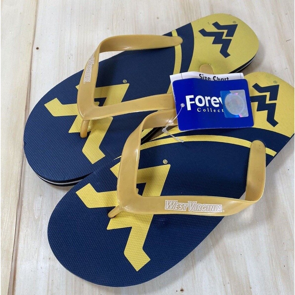 West Virginia Mountaineers NCAA Flip Flops Team Logo NWT Various‎ Sizes Unisex
